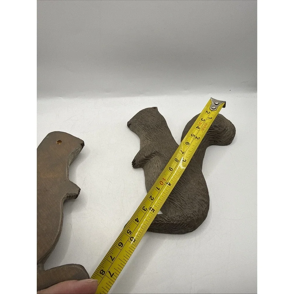 Vintage Wooden Hand Carved Squirrel Decor Wall Hanger Lot Of 2